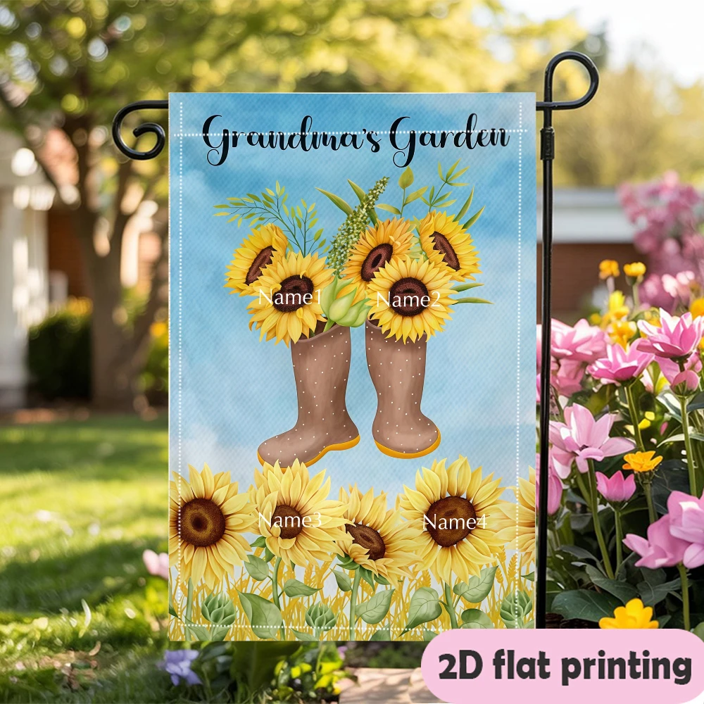 1pc double-sided Customizable Sunflower Garden Garden flag personalized custom Name outdoor party decoration 30*45cm(12x18in)
