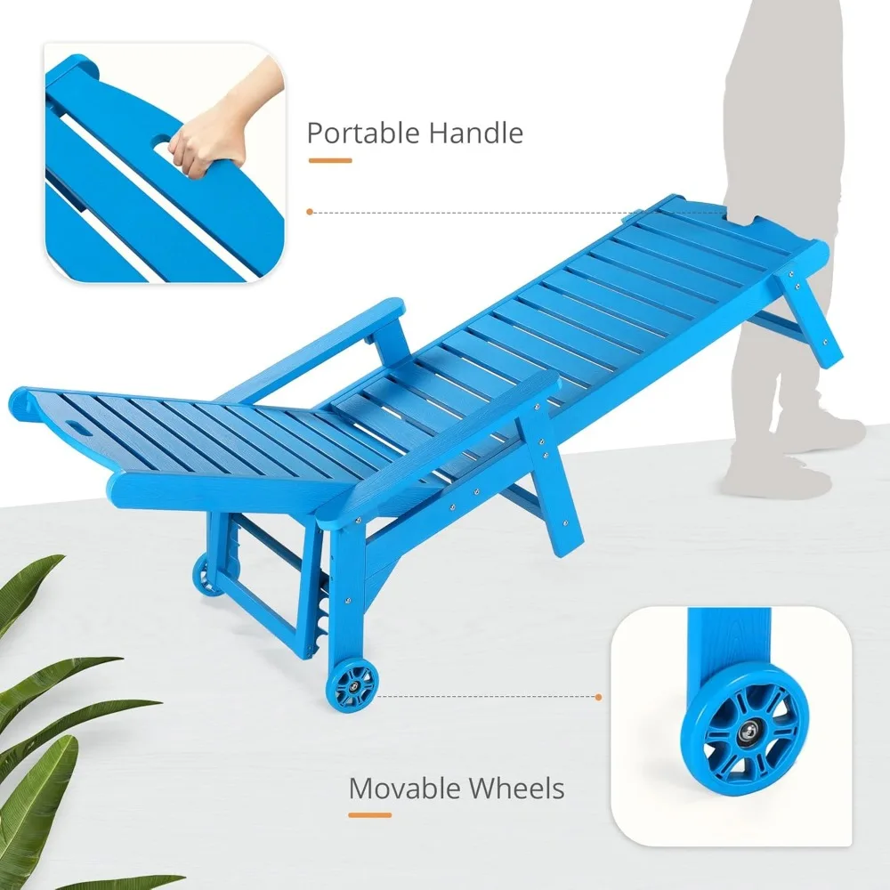 كراسي استرخاء كبيرة الحجم قابلة للتعديل مكونة من 5 أوضاع مع طاولة، مجموعة صالة حمام السباحة 79 HDPE، قطعتان #5