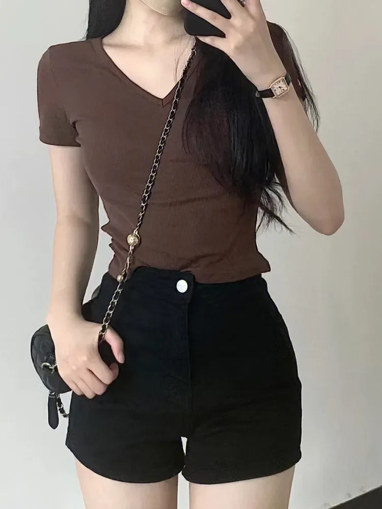 2024 novos shorts de corrida de cintura alta denim shorts feminino verão coreano moda solta jeans sexy calças de perna larga elegante denim curto