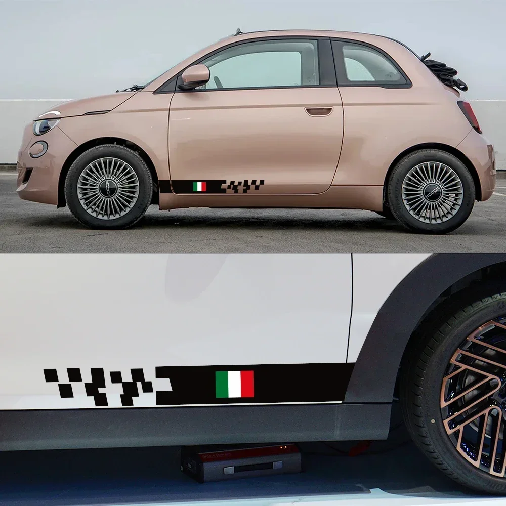 For Fiat 500 Car Door Side Stickers Waterproof Wrapping Vinyl Film Decoration PVC Decals Auto Styling Exterior Car Accessories