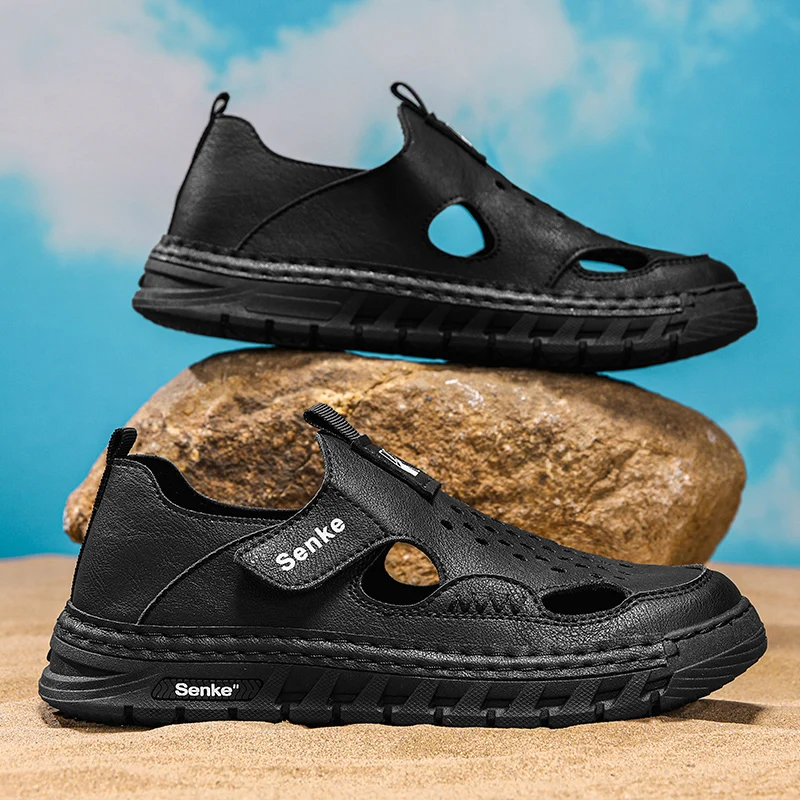 Outdoor Leisure Athletic Sneakers Men Summer Fine Hollow Mesh Anti Slip Soft Insole Wearproof Daily Commute Shoe