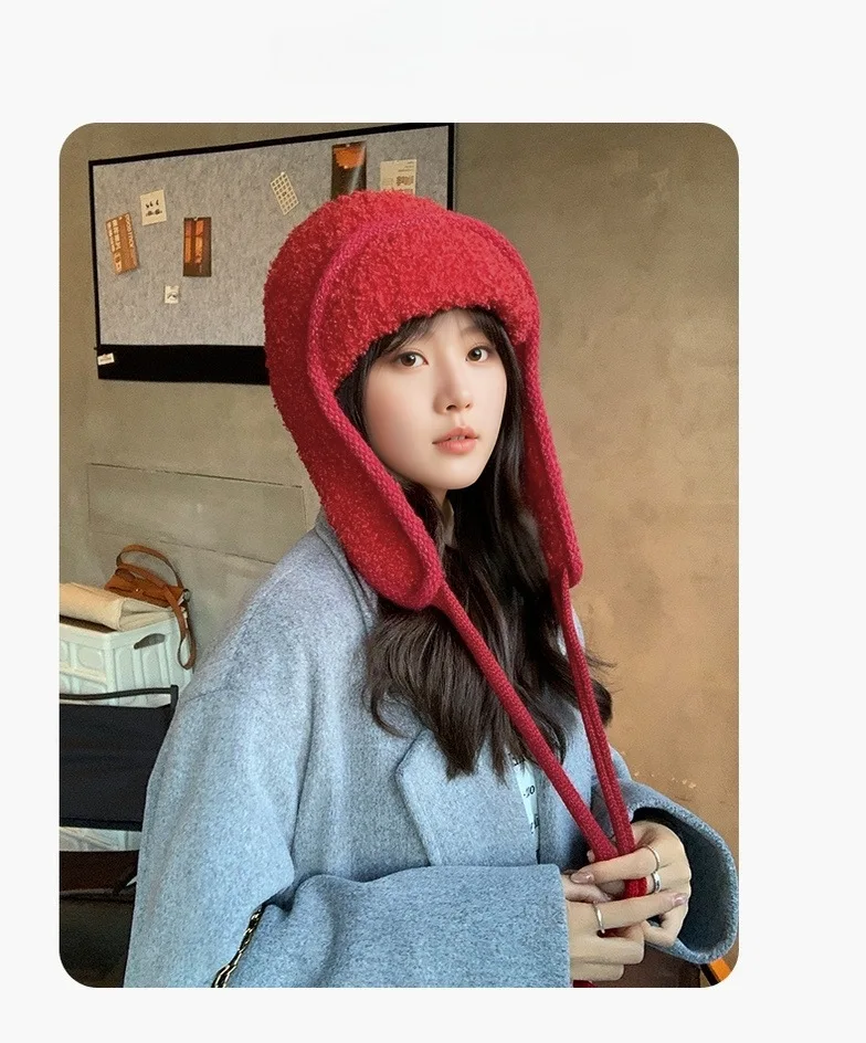 

Korean Style Oversized Plush Knit Hat for Autumn Winter - Ear-Warming, Trendy & Warm, Cold-Proof Stylish Beanie