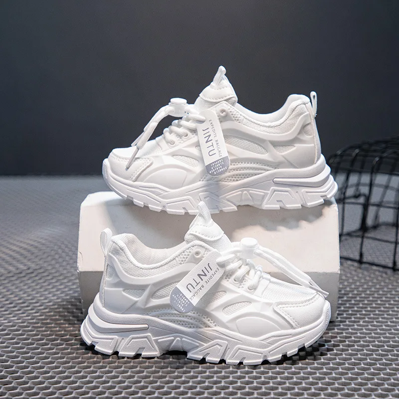 Kids Breathable Mesh Running Shoes Spring Autumn Boys Girls Soft-bottom Non-slip Dad Shoes Children Campus Casual Sports Shoes