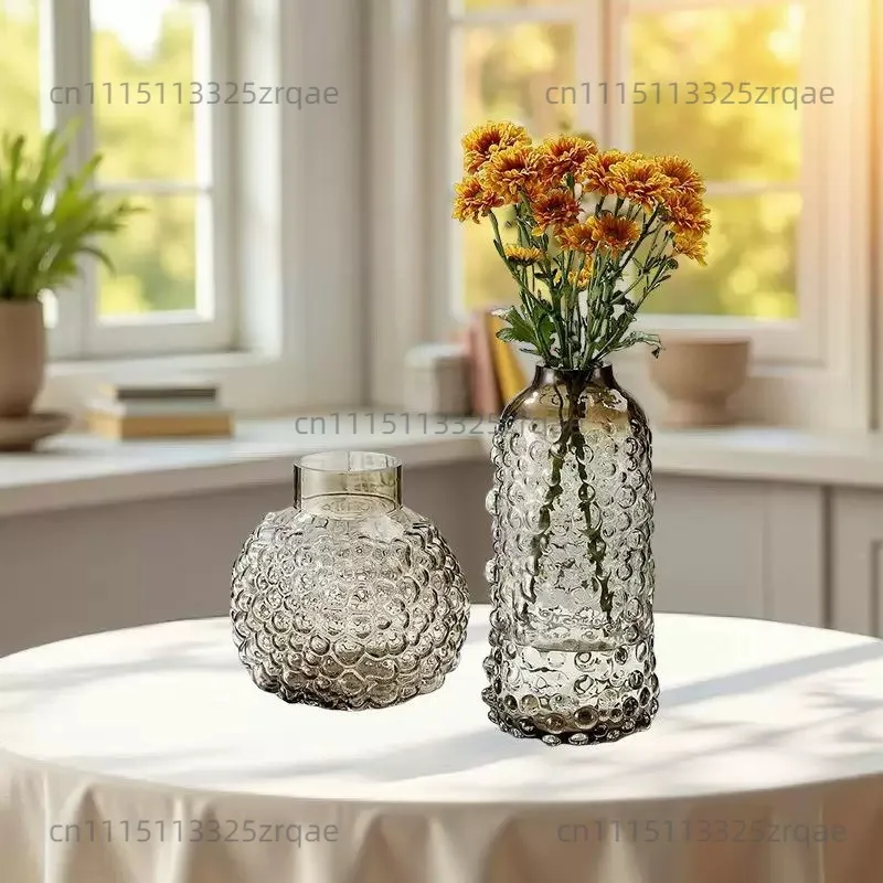 Polka dot relief glass vase hydroponic decoration translucent water nourishment home simple living room decoration ornament