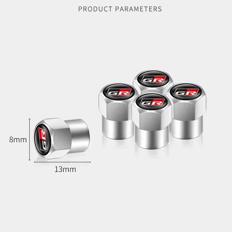 GR Sport Logo Car Wheel Tire Stem Air Valve Caps Covers For Toyota Gazoo Racing Yaris Corolla Hilux Supra C-HR Accessories