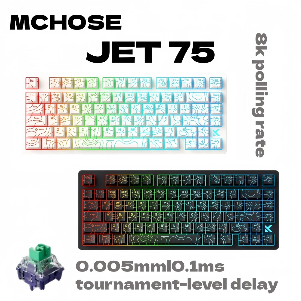 

MCHOSE Jet 75 Snap Tap 0.1ms Latency 8kHz Polling Rate Magnetic Switch Gaming Keyboard Hall Effect Hot-Swappable Customized RGB