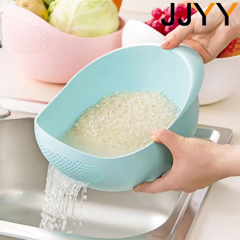 JJYY Rice Sieve Plastic Colander Sieve Rice Washing Filter Strainer Basket Kitchen Tools Food Beans Sieve Fruit Bowl Drainer