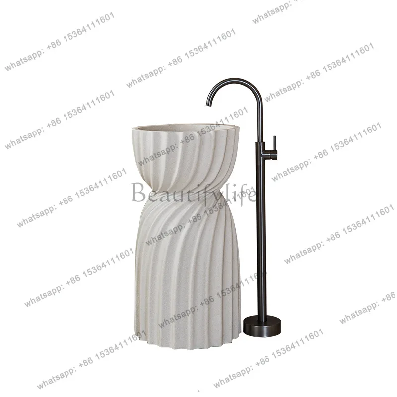 Japanese wabi-sabi wind column basin floor-to-ceiling personalized creative face wash table