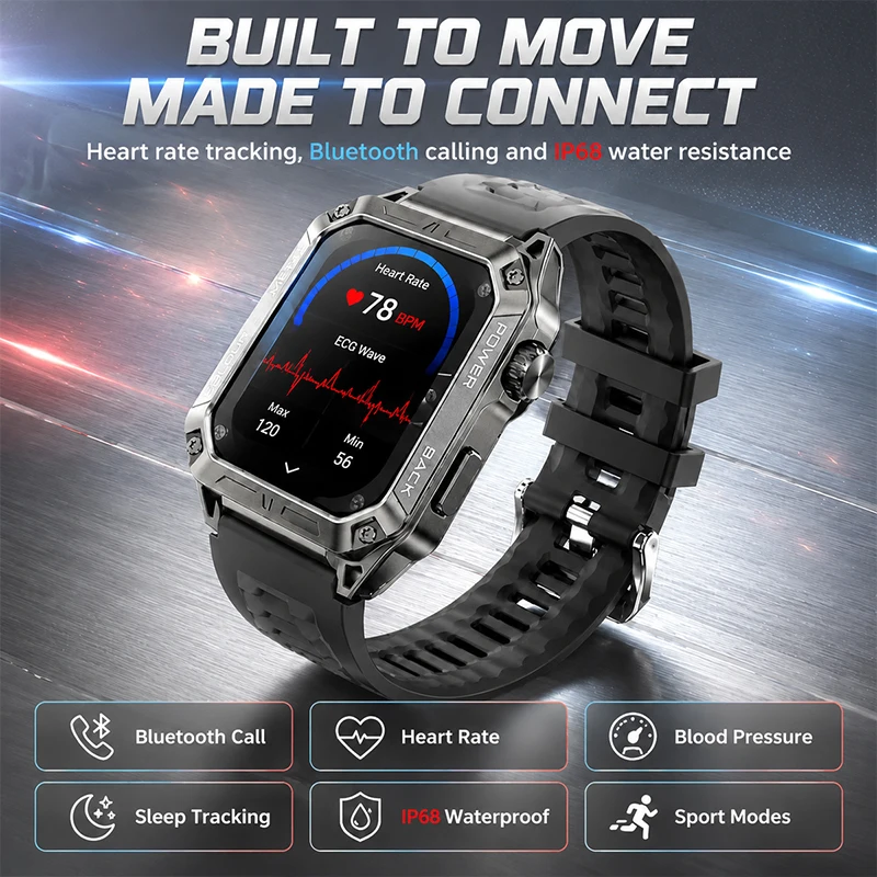 New Men's Smart Watch With Heart Rate Blood Oxygen Blood Pressure Monitoring IP67 GPS Sports Trajectory Women's Smartwatches