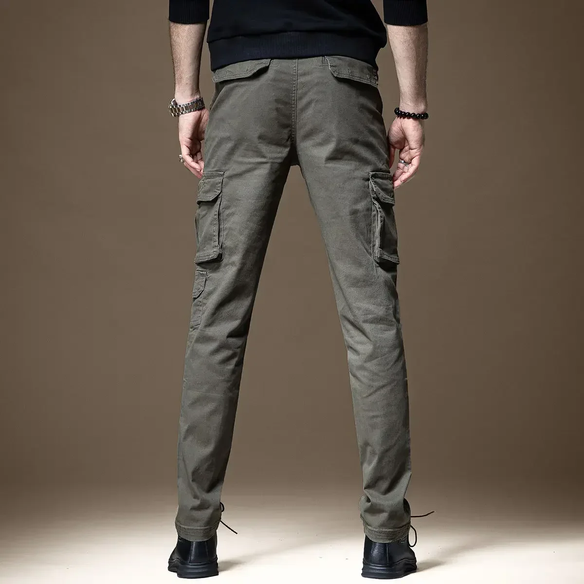 Pantalones Hombre Pantalones Cargo Delgados Negros Para Hombres Sueltos Lujo Coreano Con Alta Calidad Largo Nuevo En Diseñador Oversize Más Barato