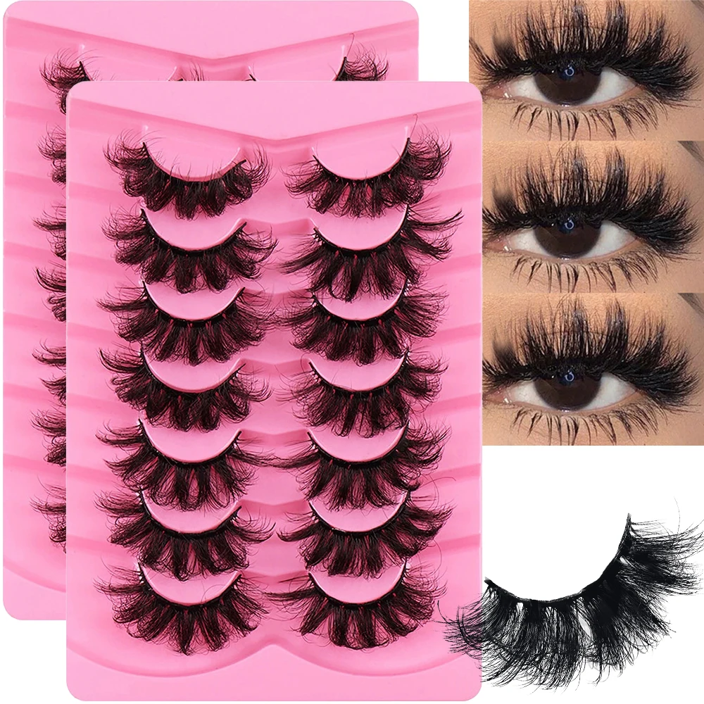 14 Paare/2 Pack Flauschige Nerz Wimpern Wimpern Dicke Lange Faux Nerz Wimpern Langlebige Dramatische Volumen wimpern Verlängerung