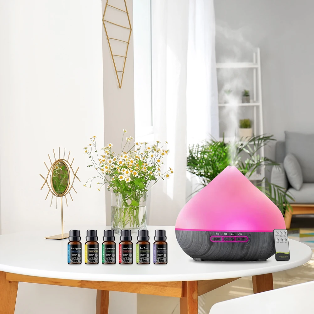 

500ml Ultrasonic Diffuser with Remote & 6 Oils for Relaxation & Better Sleep