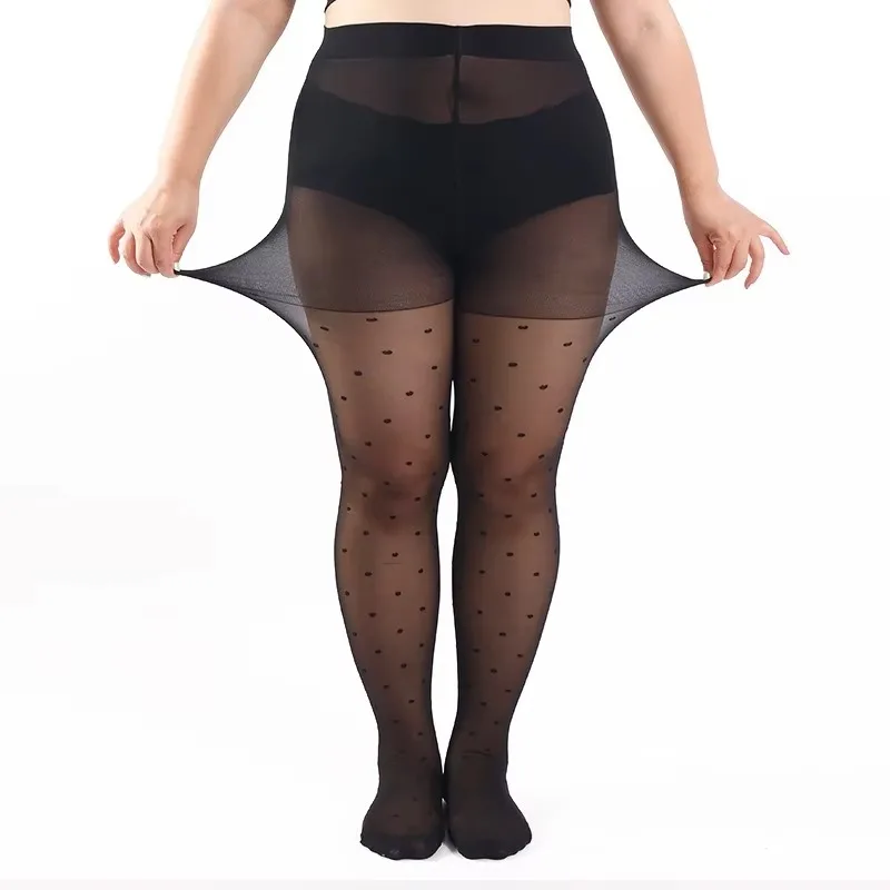 

Kave Plus Size 20 Denier Sheer Tights Women Sexy Polka Dots Patterned Pantyhose with Control Top Ultra Thin High Waist Stockings