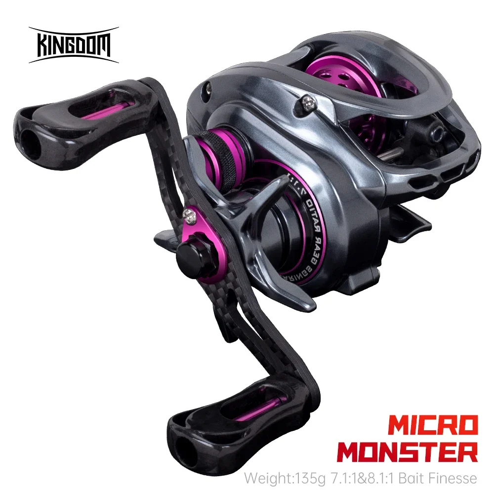 

Kingdom 135g Baitcasting Fishing Reel Ultra Light Spool Bait 7.1:1 8.1:1 4kg Micro Monster Shallow Spool Light Fishing Reels