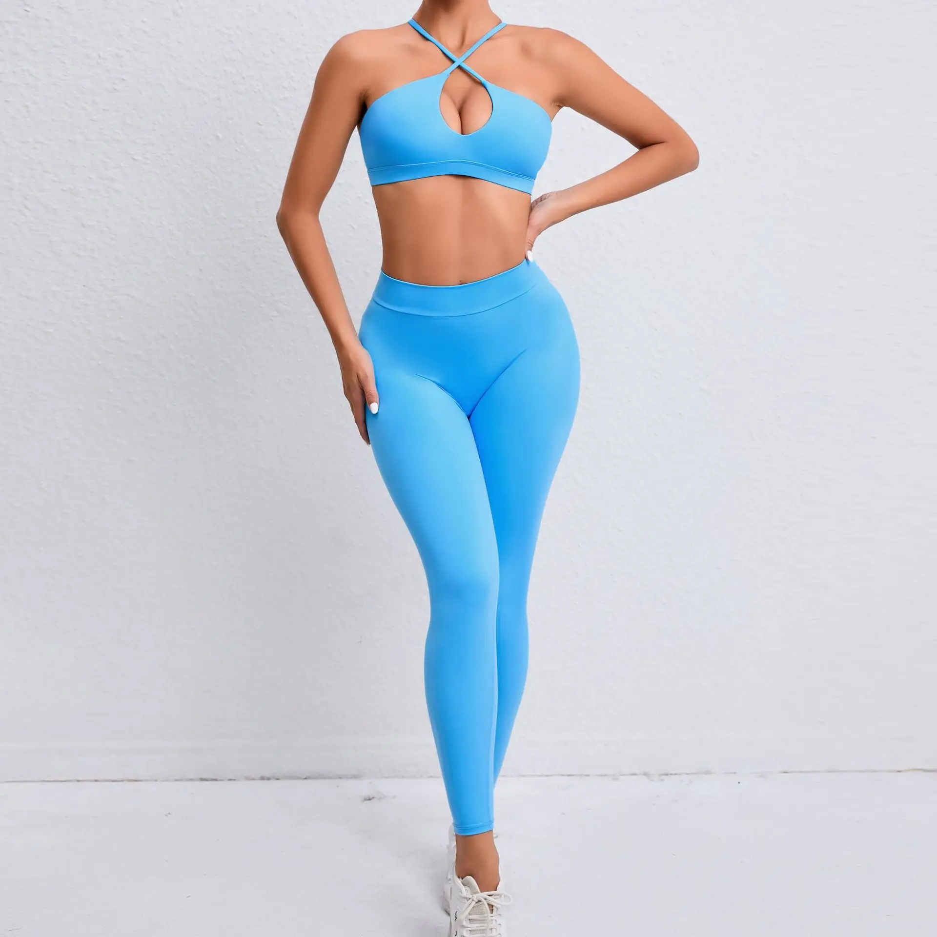 One-piece Sleeveless Sport Yoga Jumpsuit Sportwear Women Flare Leggings Hollow Out Outfit Fitness Gym Tracksuit Set Women