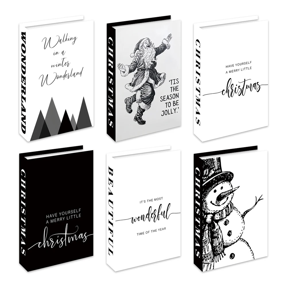 

Christmas Elk Claus Snowman Letter Fake Books Storage Box Room Decoration Bookshelf Bedroom Aesthetic Home Decor Shooting Prop