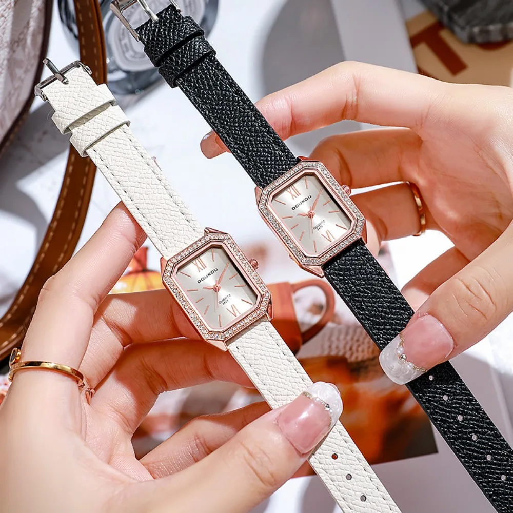 Luxo incrustado strass dial relógios de quartzo moda pulseira de couro relógio de pulso dropshipping presentes senhoras relógio relogio feminino