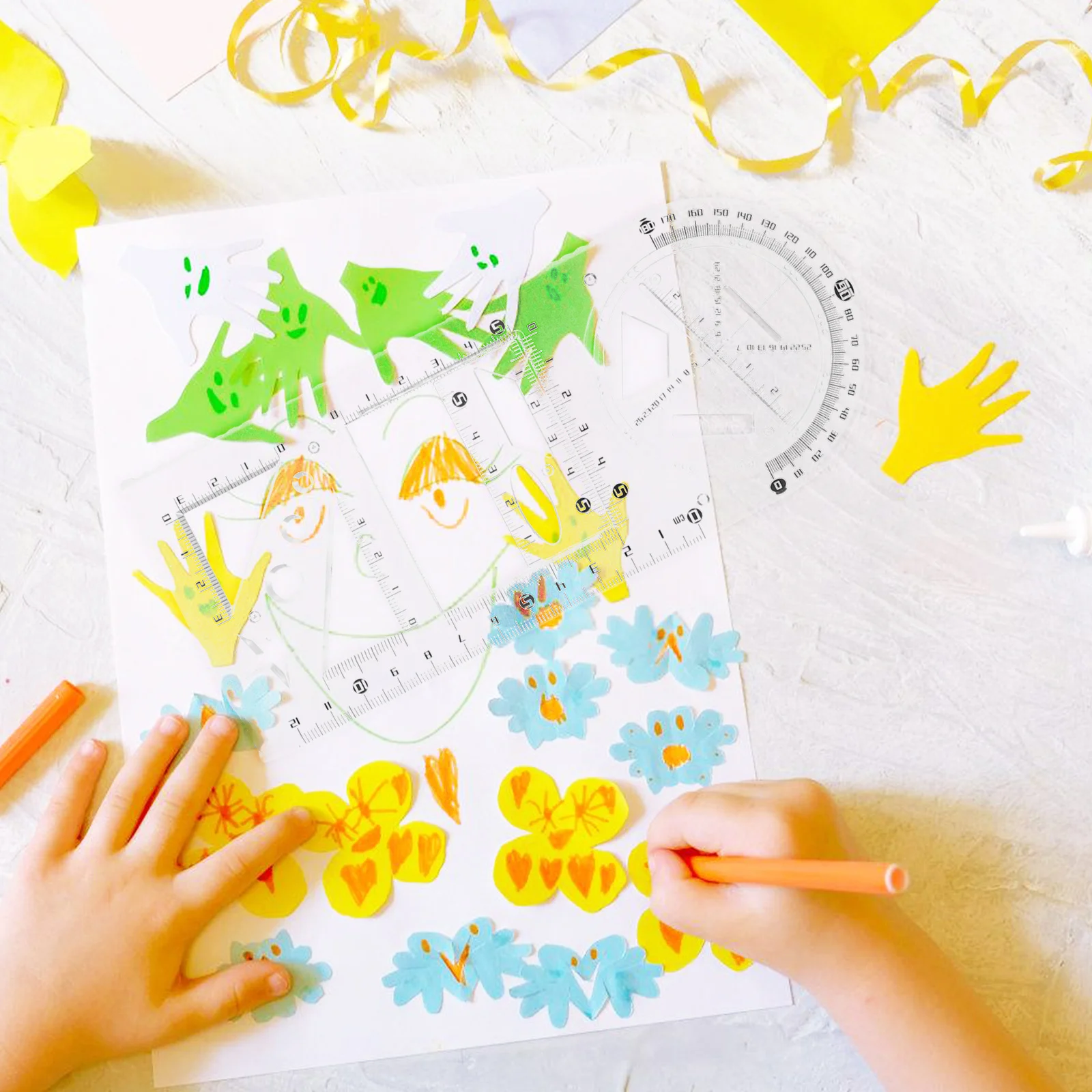 مجموعة واحدة من قالب الرسم الهندسي، مساطر بلاستيكية، متعددة الوظائف للطلاب، مستلزمات الرسم الفني للهندسة المعمارية