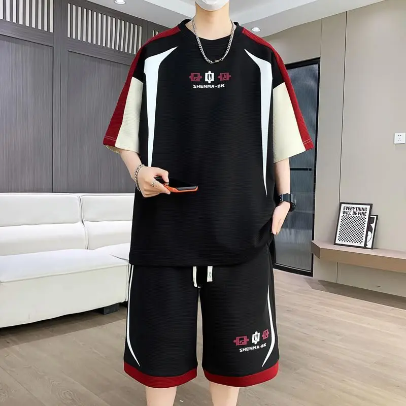 Men's Summer 2026 New Arrival Casual Loose Fit Teen Boys Short Sleeve Shirt Shorts Two Piece Stylish Set