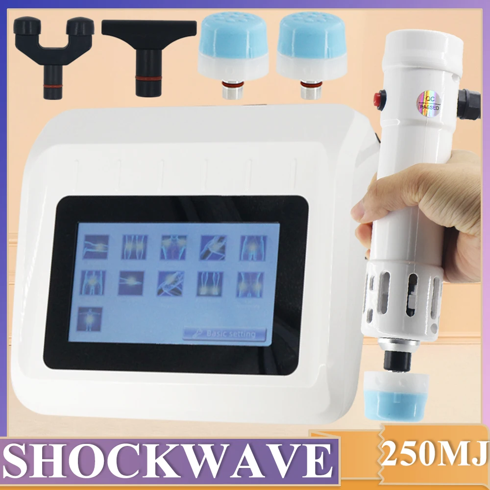 

2 IN1 Physiotherapy Shockwave Machine Body Massage Plantar Fasciitis Pain Relief 250MJ Shock Wave Massager Chiropractic Gun New