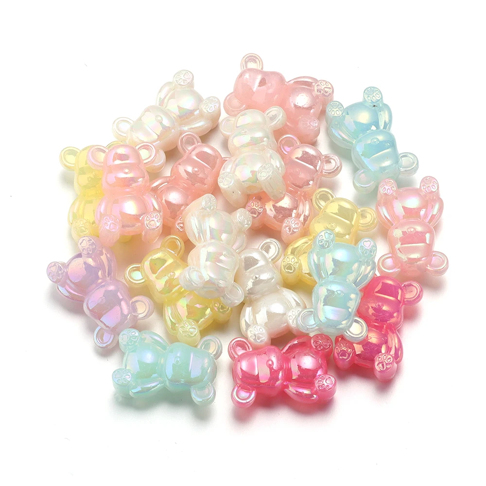 10pcs/lot Bear Shape Acrylic Beads Vertical Hole Loose Spacer Beads Mini Violent Bear DIY Bracelet Jewelry Craft Making Supplies view 5