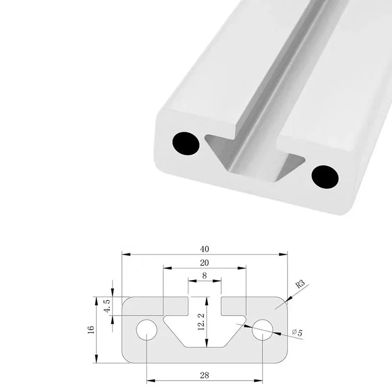 2PCS 1640 Aluminum Profile Extrusion Frame Length 100-550mm  Anodized Linear Rail for DIY CNC 3D Printer Workbench