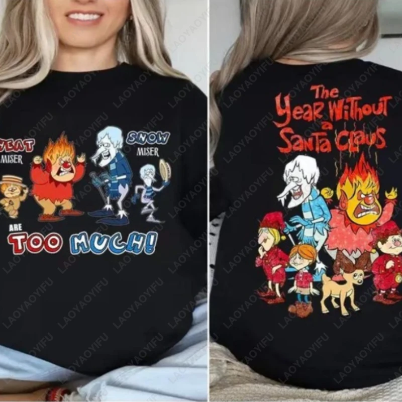 سترة بغطاء للرأس منقوشة خلفية للعام بدون سانتا Miser Brothers برسومات كرتونية مضحكة هدية عيد الميلاد متطابقة مع بلوفر دافئ للبالغين