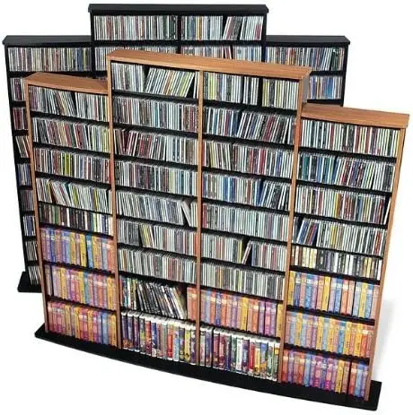 خزانة تخزين الوسائط ذات 4 أعمدة، بعرض 73.5 بوصة، باللون الأسود