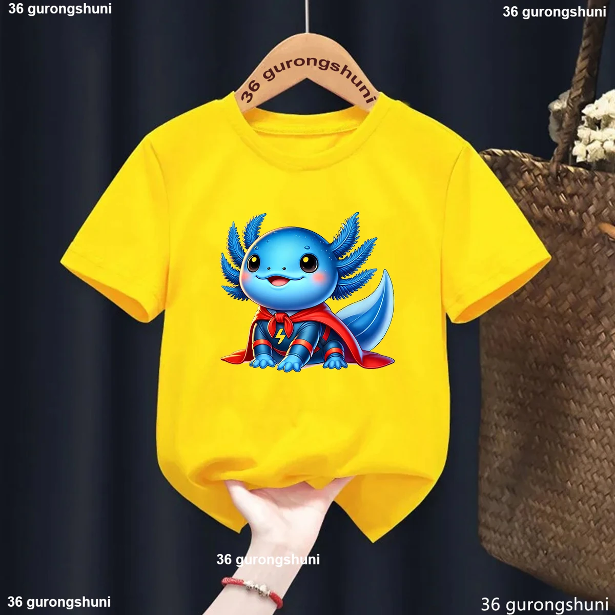 Kids Clothes Cartoon Axolotl Graphic Print T-Shirts For Girs/Boys Short Sleeve Tshirt For Summer Fashion Child T Shirt Tops