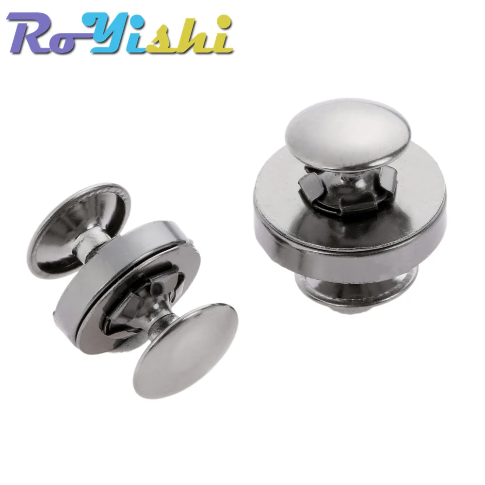 10 Sets Metal Double Rivet Magnetic Clasps Buttons Fastener Bag Press Buckle Purses Handbag Clothes DIY 14/18mm