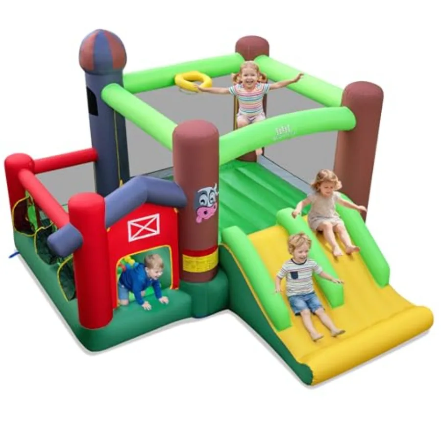 

Inflatable Bounce House with Ball Pit and Dual Slides for 3-12 Indoor Outdoor Jump Castle with Durable PVC Material Red and Blu