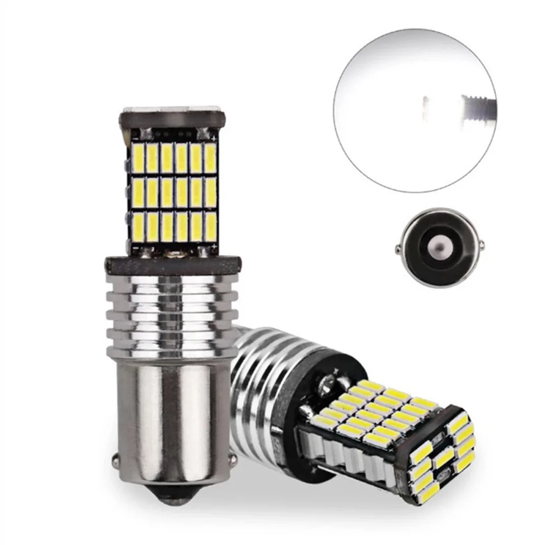 2 PCS Car LED Bulb P21W BA15S 1156 Turn Signal Light 12V 4014 SMD 6500K White Auto Reverse Parking Back Lamps