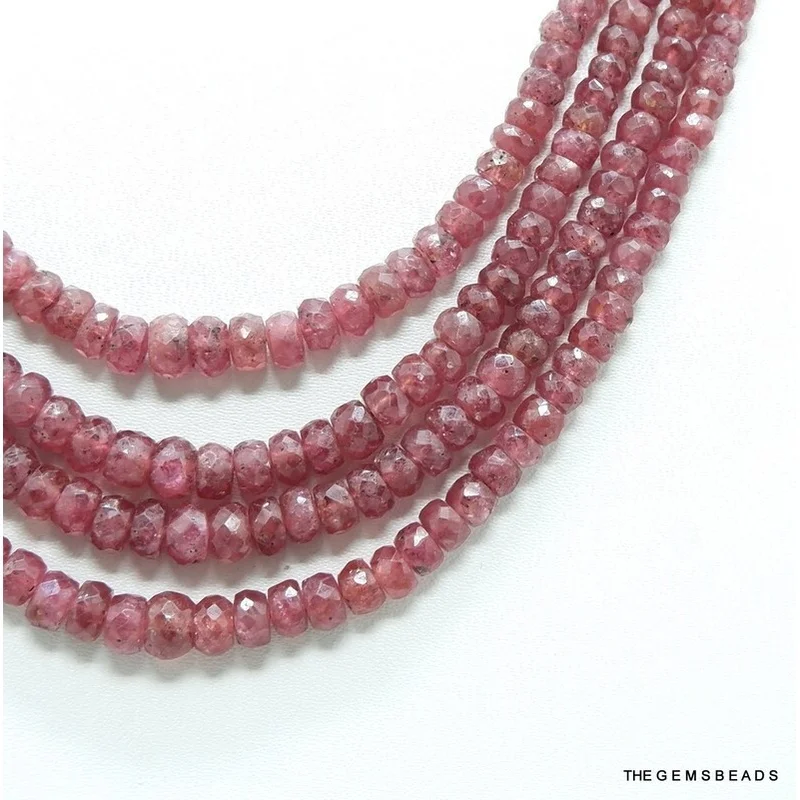 Natural Burmese Ruby Rondelle Faceted Beads, Size 3mm–5mm, 7inch Inches Strand.