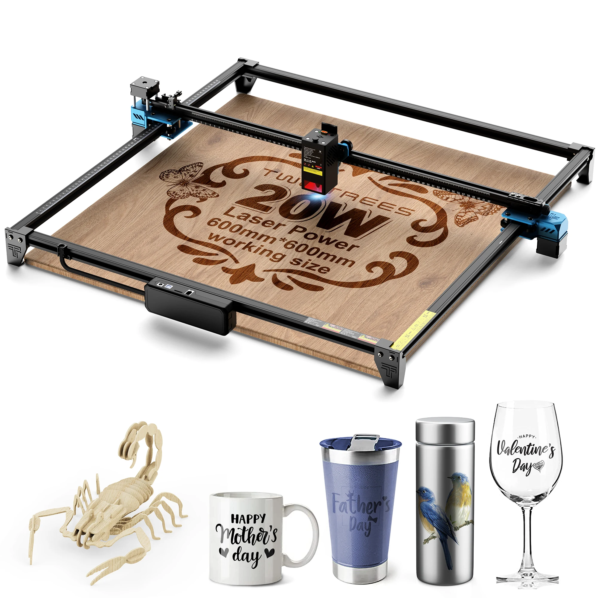 

Twotrees TTS-20 Max Metal Laser Engraving Machine Work Area 600x600mm Laser Cutting Machine For MDF Acrylic Leather Wood