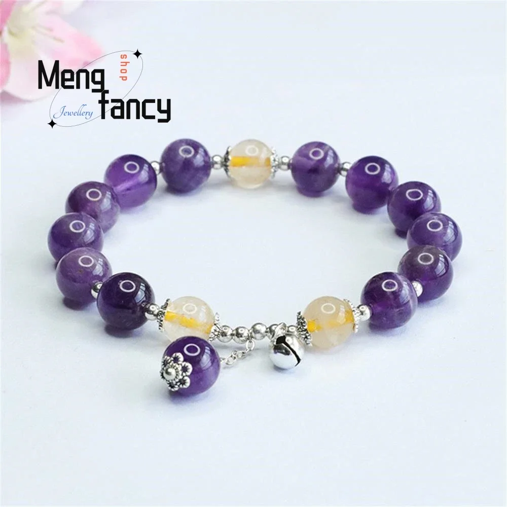 

Natural Amethyst Circle Bead Bracelet High-grade Exquisite Crystal Coloured Treasure Fashion Fine Jewelry Luxury Holiday Gifts