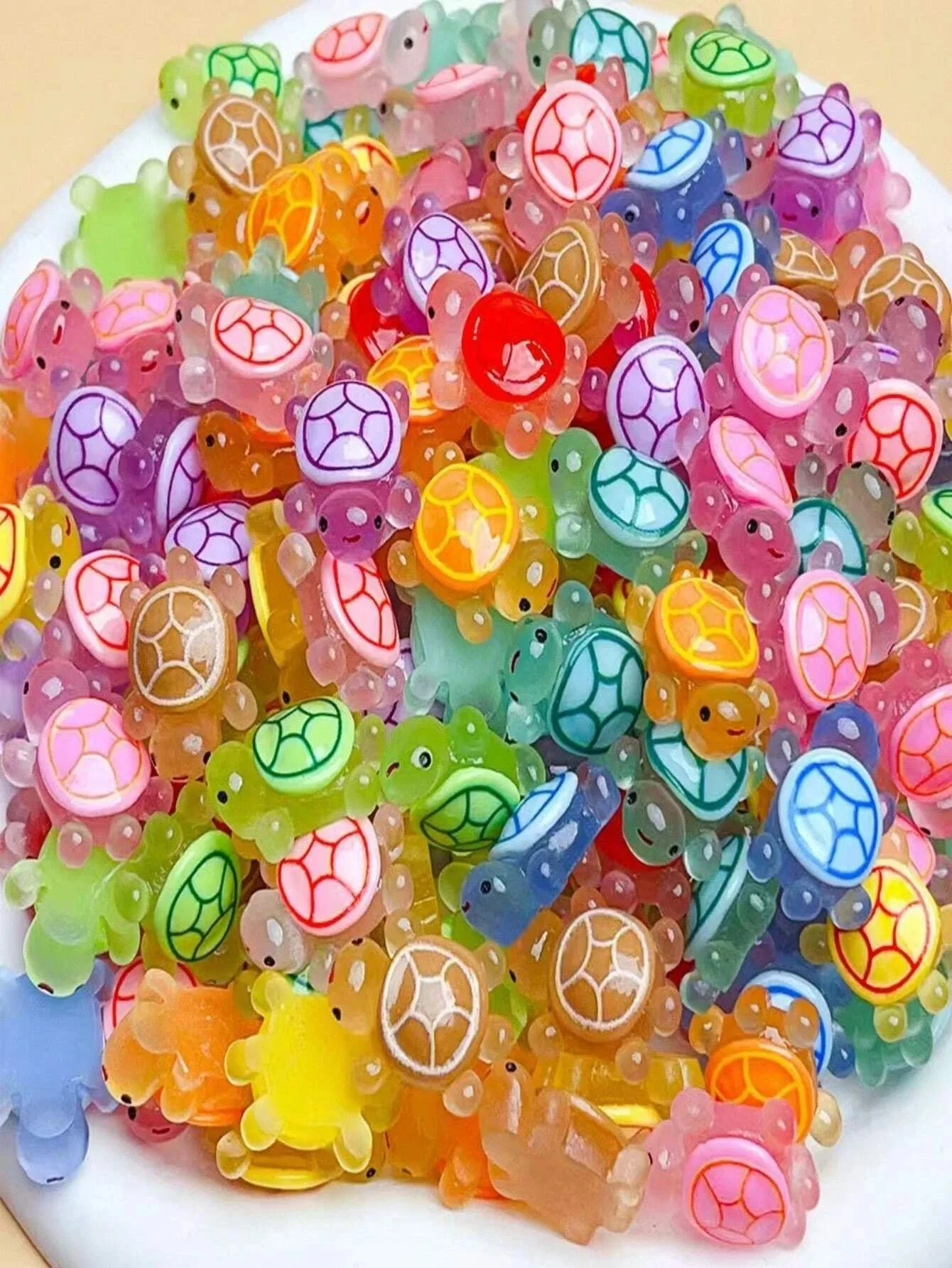 30/50pcsGlow-In-The-Dark 3D Turtle Figurines - Colorful, Translucent Plastic Decorations for DIY Crafts, Party Favors, Classroom