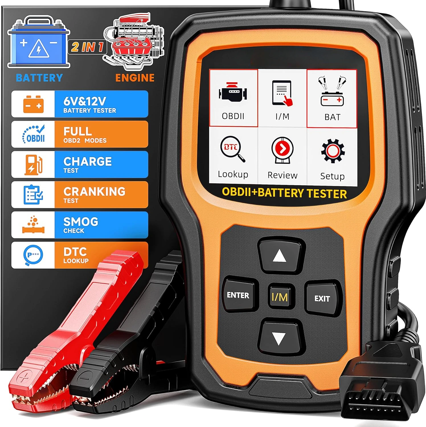 AD410 Pro 2 in 1 OBD2 Scanner Battery Tester, OBD2 Scanner Diagnostic Tool for Car Check Engine Code Reader Scan Tool