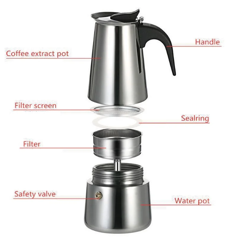 110V/220V Coffee warmer Electric Stove Coffee Pot Stainless Steel ltalian Moka Pot Portable Electric Coffee Utensil Set 500W - view 4