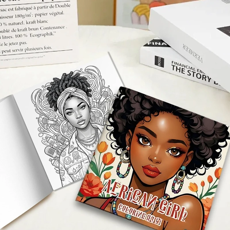 Black Girl Coloring Book for Adults 24 Pages Empowering African American Art Stress Relief Relaxation Gift