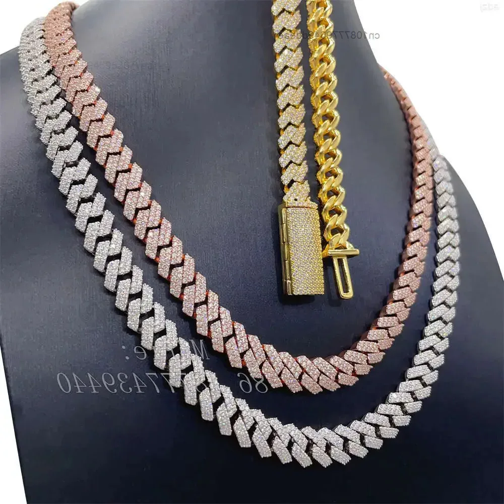 

New Arrival Pass Diamond Tester Jewelry 10mm Width S925 Hip Hop Necklace Vvs Moissanite Diamond Cuban Link Iced Out Cuban Link