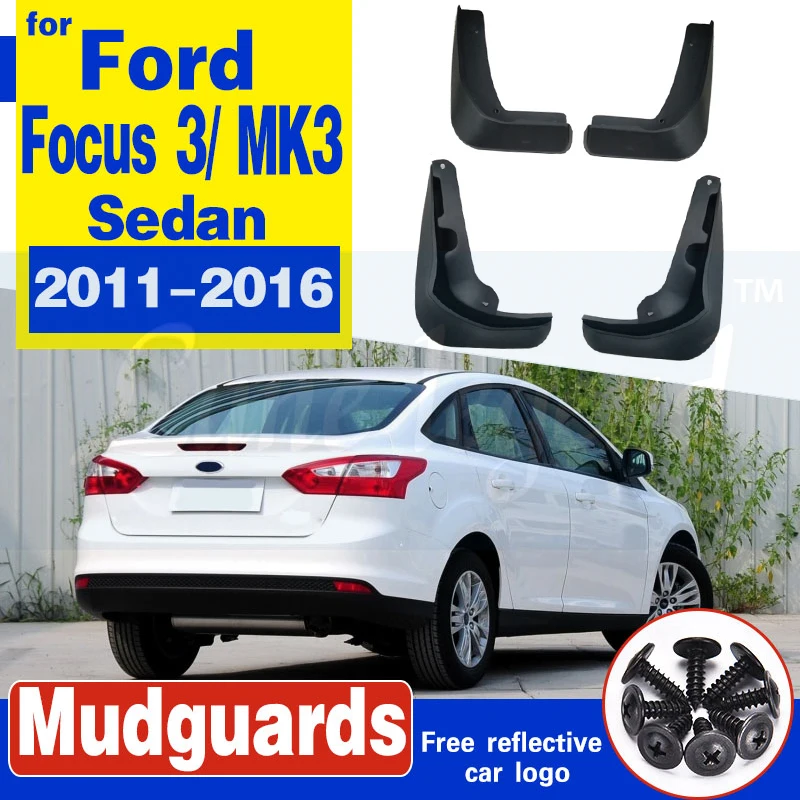 4pcs Car Fender Flares Mud Flaps Splash Guards for Ford Focus 3 MK3 Sedan 2011 2012 2013 2014 2015 2016 Mudguards Mudflaps