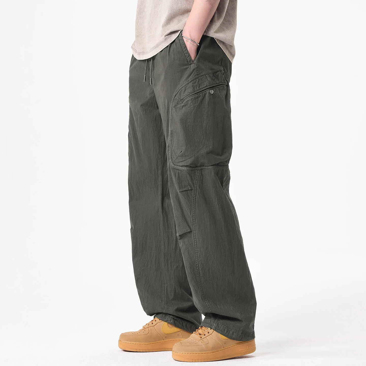 2026 Spring Summer Washed American Retro Cargo Pants for Men Trendy Brand Straight-Leg Loose Fit Casual Trousers