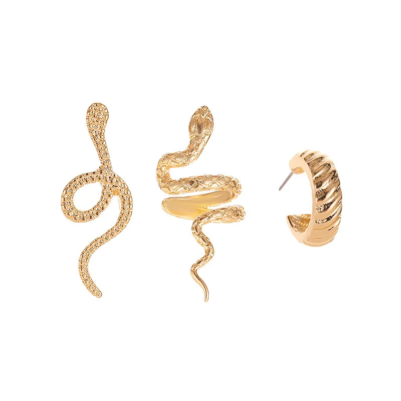 3Pcs/Set Snake Clips On Earrings for Women Vintage Charm Round Ear Bone Punk Cuffs Personality Jewelry Valentine\'s Gift