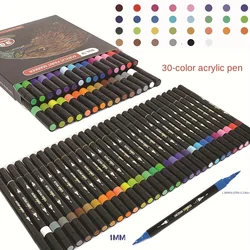 Roise 30 Colors Acrylic Paint Pens Brush Marker Pen for Painting, Stone, Ceramic, Glass, Wood, Canvas Art Supplies for Artist