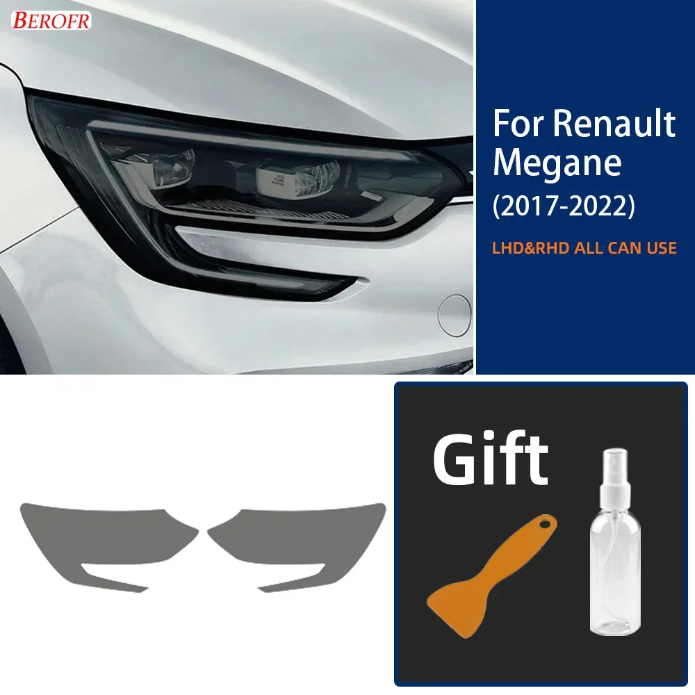 

For Renault Megane 4 2017 2018 2019 2020 2021 2022 Car Headlight Protective Film Smoked Black Tint Wrap Vinyl Clear TPU Sticker