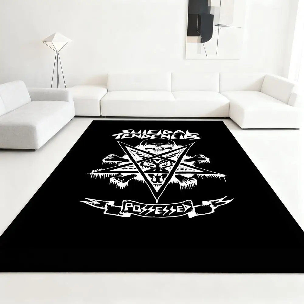 

S-Suicidal-Tendencys Heavy Rock Floor Mat Soft Thickened Absorbent Non-Slip Bedroom Living Room Door Mat Home Decor Flannel Rugs