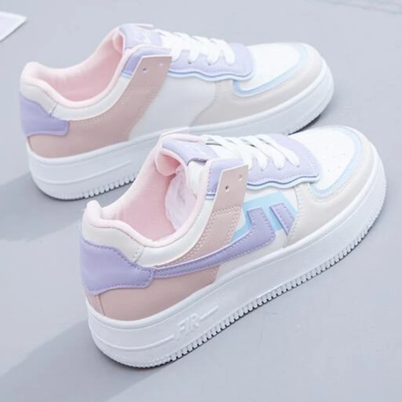 Van Witte Vrouwen Sneakers Wit Roze Tennis Mooie Casual Schoenen Vrouwelijke Student Blauwe Lage Top Platform Flats Dames Gevulkaniseerde Schoenen