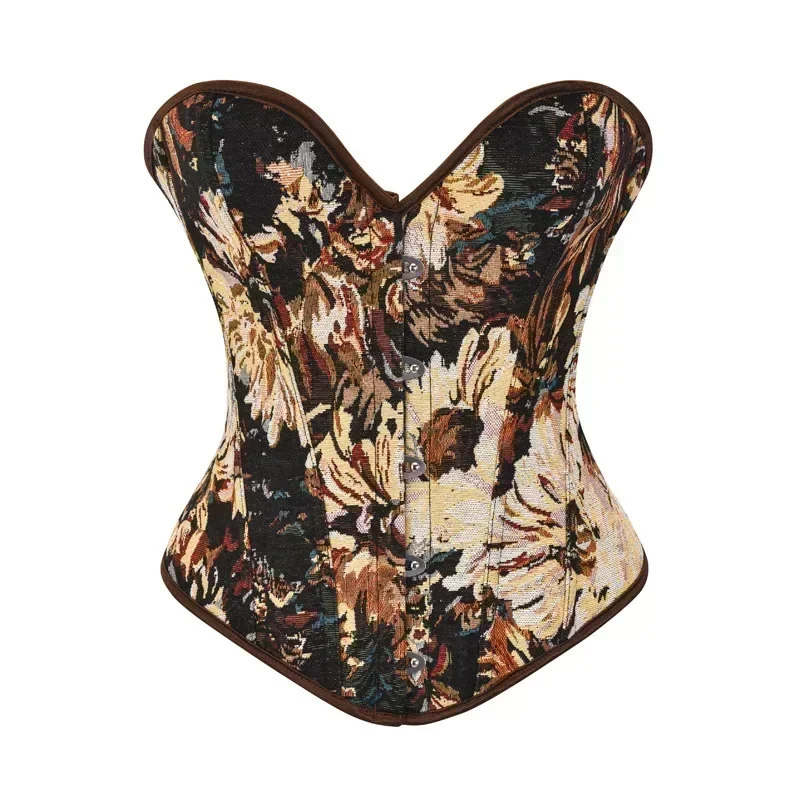 

Corset Top Bustiers Overbust Flower Print Sexy Victorian Corsets Corselet Brocade Vintage Style Korsett for Women Plus Size