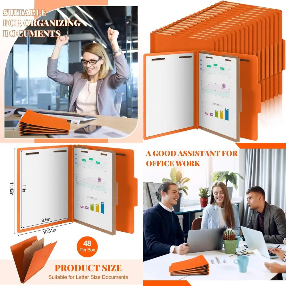 

Expanding Pressboard File Folders with Fasteners, 48-Piece Set for Letter Size, Ideal for Teachers, Clergy, Offices, and Christm