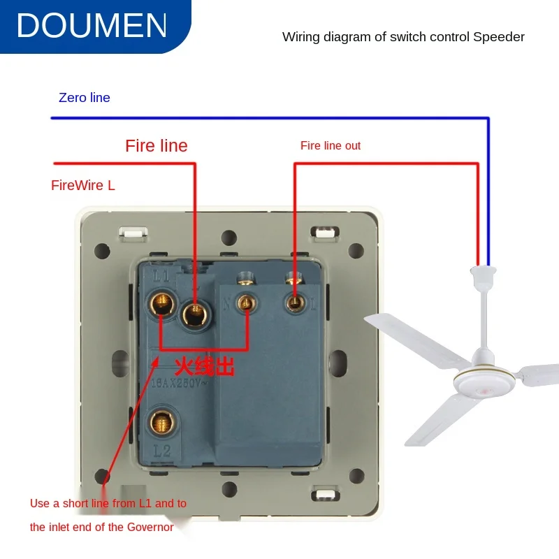 Grey Electric Fan Stepless Knob Speed Control Switch, Ceiling Fan Governor, Light Switch with Speed Control, Switch Control Fan